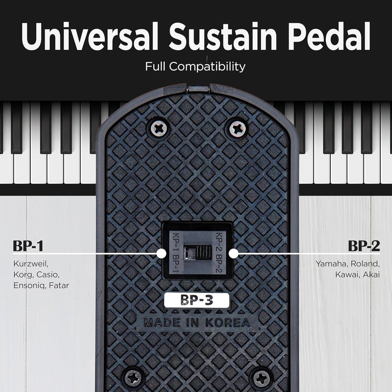 VALDI BP-3 Sustain Pedal - Universal Pedal for Keyboard Piano, Digital Pianos, MIDI Keyboards & Synths - Conversion Switch for All Brands - 1/4'' Jack, Anti-Slip Design, Extended Cable (BLACK) - Image 5